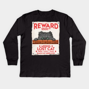 Missing Black Himalayan Cat Feline Animal Lover's Novelty Gift Kids Long Sleeve T-Shirt